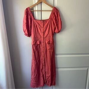 BCBGMaxAzria Coral Button-Down Midi Dress